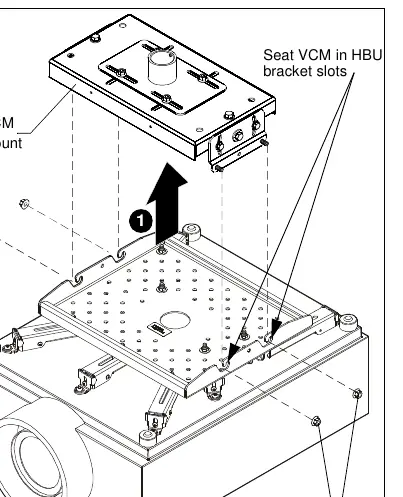 Mounting the HBU bracket to the VCM ceiling mount