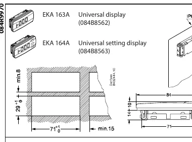 Panel cutout dimensions for EKA 163A and 164A