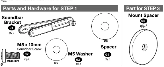 Parts and hardware for Step 1.
