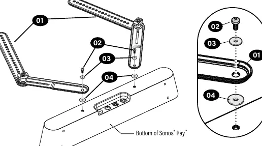 Installing brackets on Sonos Ray.