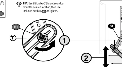 Using tilt knobs and hex key for adjustments.