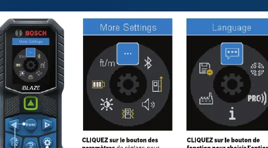 Tool settings menu navigation
