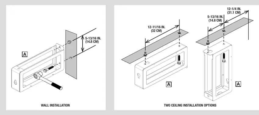 Wall and ceiling installation options