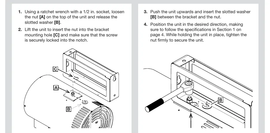 Attaching the unit to the bracket