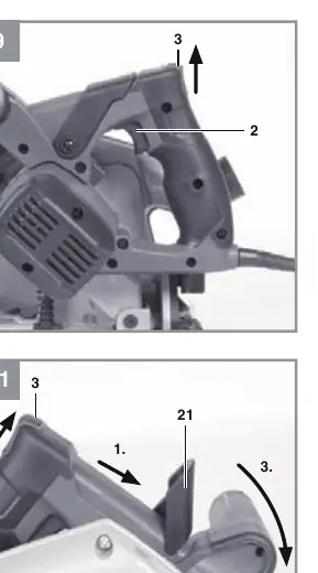 Switching the plunge saw on and off