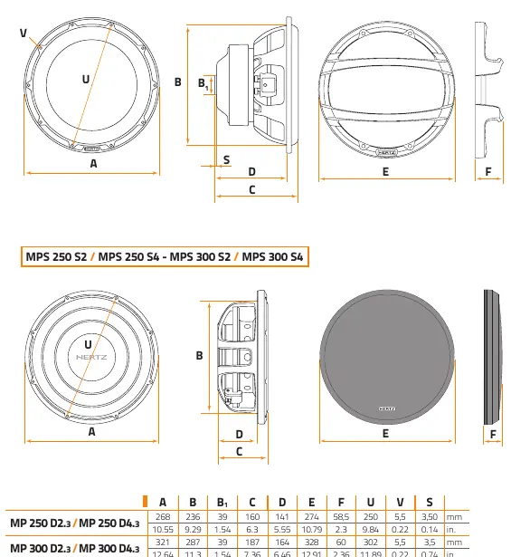 Subwoofer dimensions