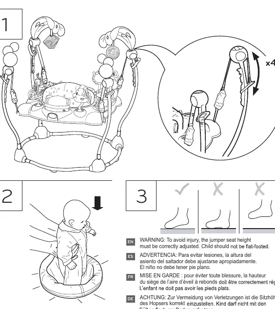Seat height adjustment and correct foot positioning