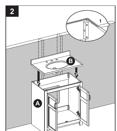 Attaching the top to the vanity