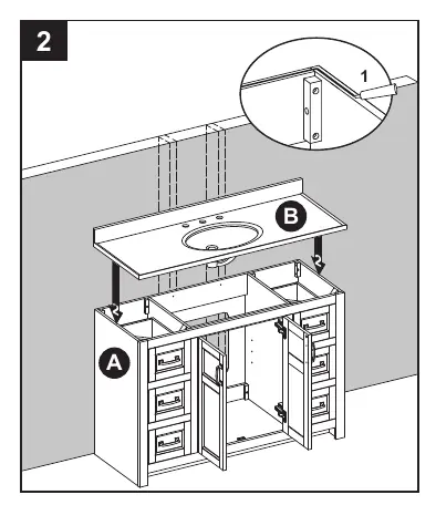 Installing the vanity top.