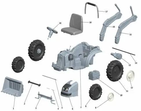 Exploded view of vehicle parts