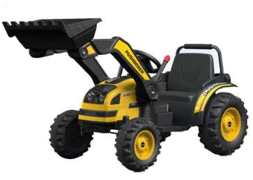 View of the fully assembled pedal tractor with front loader.