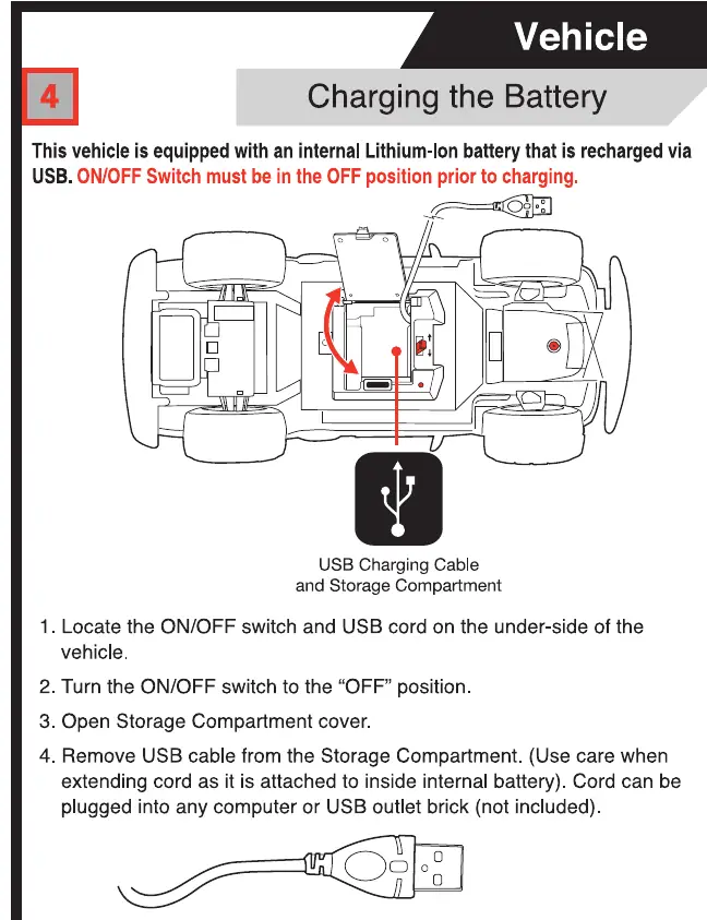 Charging the internal battery via USB