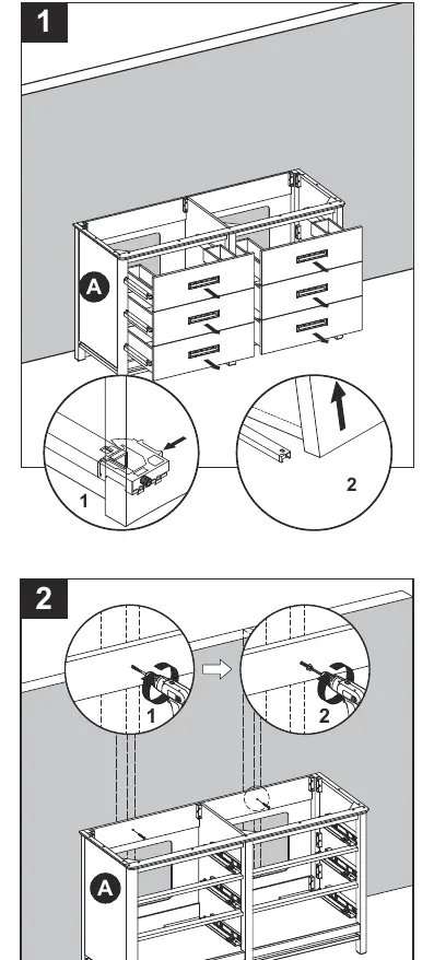 Drawer removal and wall mounting steps
