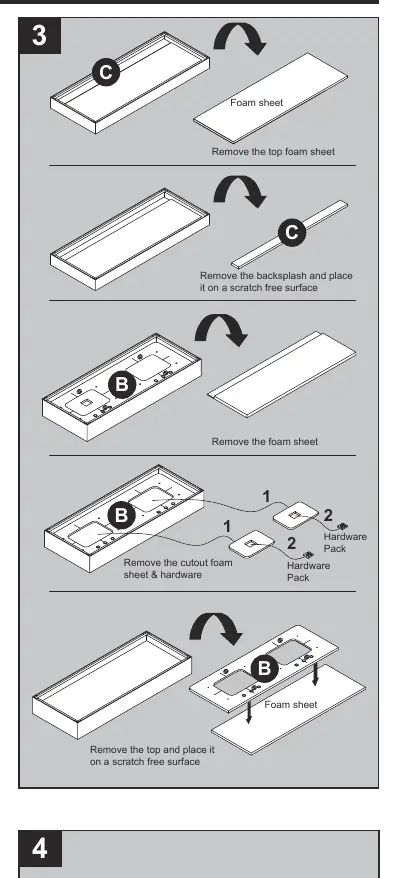 Sink attachment steps