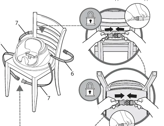 Securing the booster seat to an adult chair