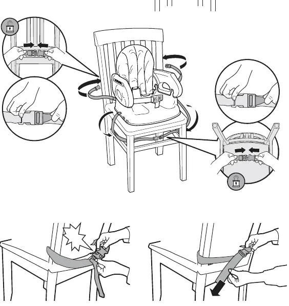Attaching the booster seat to an adult chair