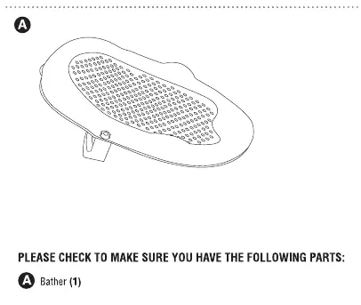 The main infant bather unit (Part A) with a perforated surface.