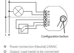 Wiring diagram for the Heatit ZM Single Relay 16A
