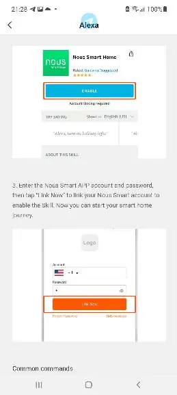 Alexa skill linking process