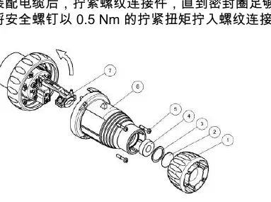 Assembly diagram showing cable gland and housing components