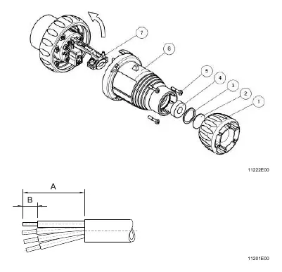Assembly diagram for cable connection