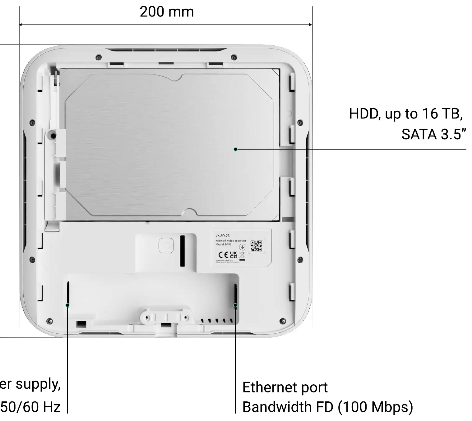 Rear panel layout and dimensions