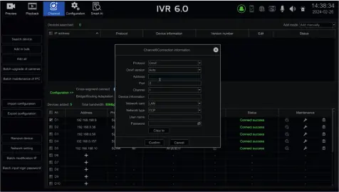 Manual connection dialog