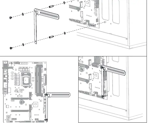 Installing the bracket to the PC case.