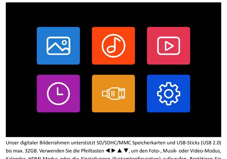 Main menu interface