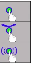 Touch screen gestures: Touch, Swipe, Triple click