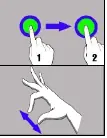 Touch screen gestures: Hold and swipe, Slide in and out