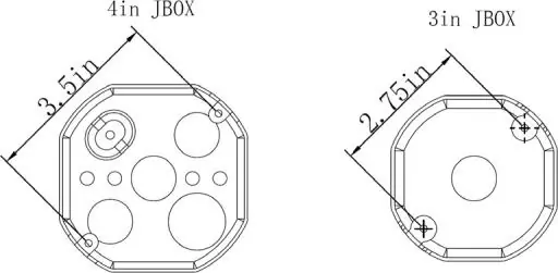 Junction box mounting hole dimensions