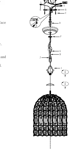Assembly diagram of the chandelier parts