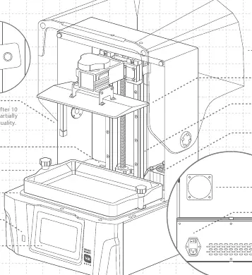 Phrozen Sonic Mighty 16K Revo printer components diagram.