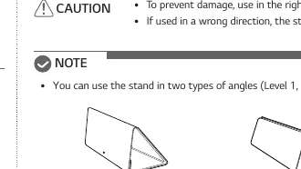 Folio cover stand modes (Level 1 and Level 2).