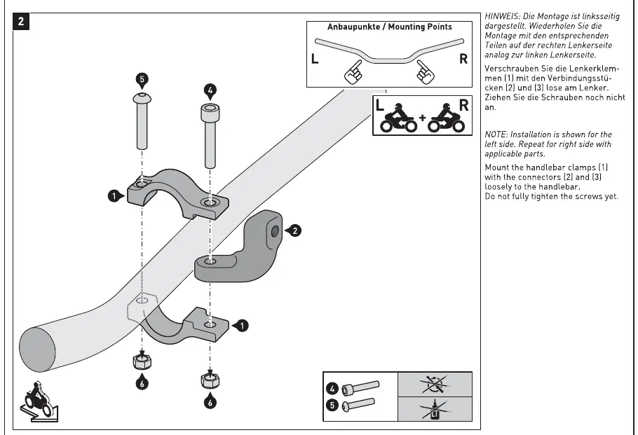 Mounting the handlebar clamps