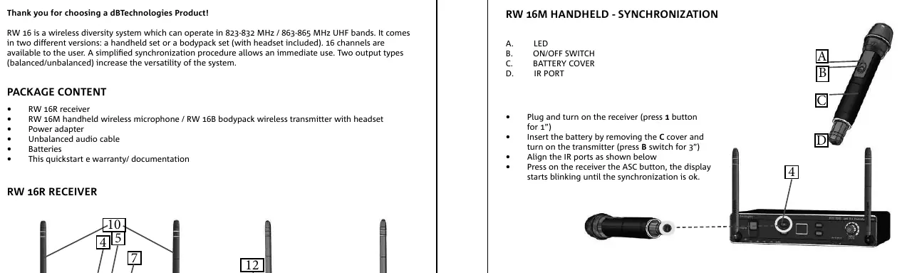 Synchronization procedure for handheld and bodypack transmitters.