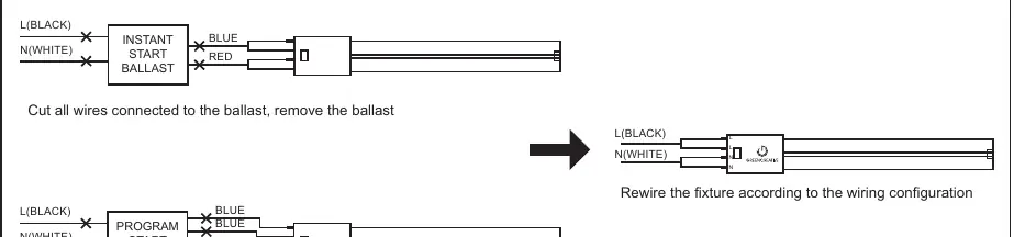 Wiring diagram for 1-lamp configuration