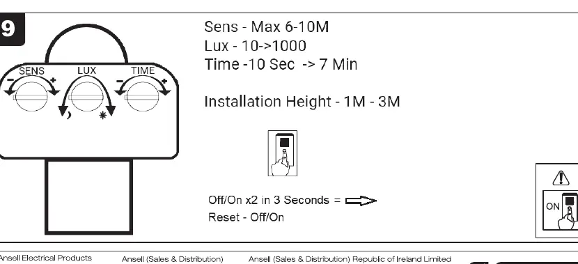 PIR sensor adjustment settings