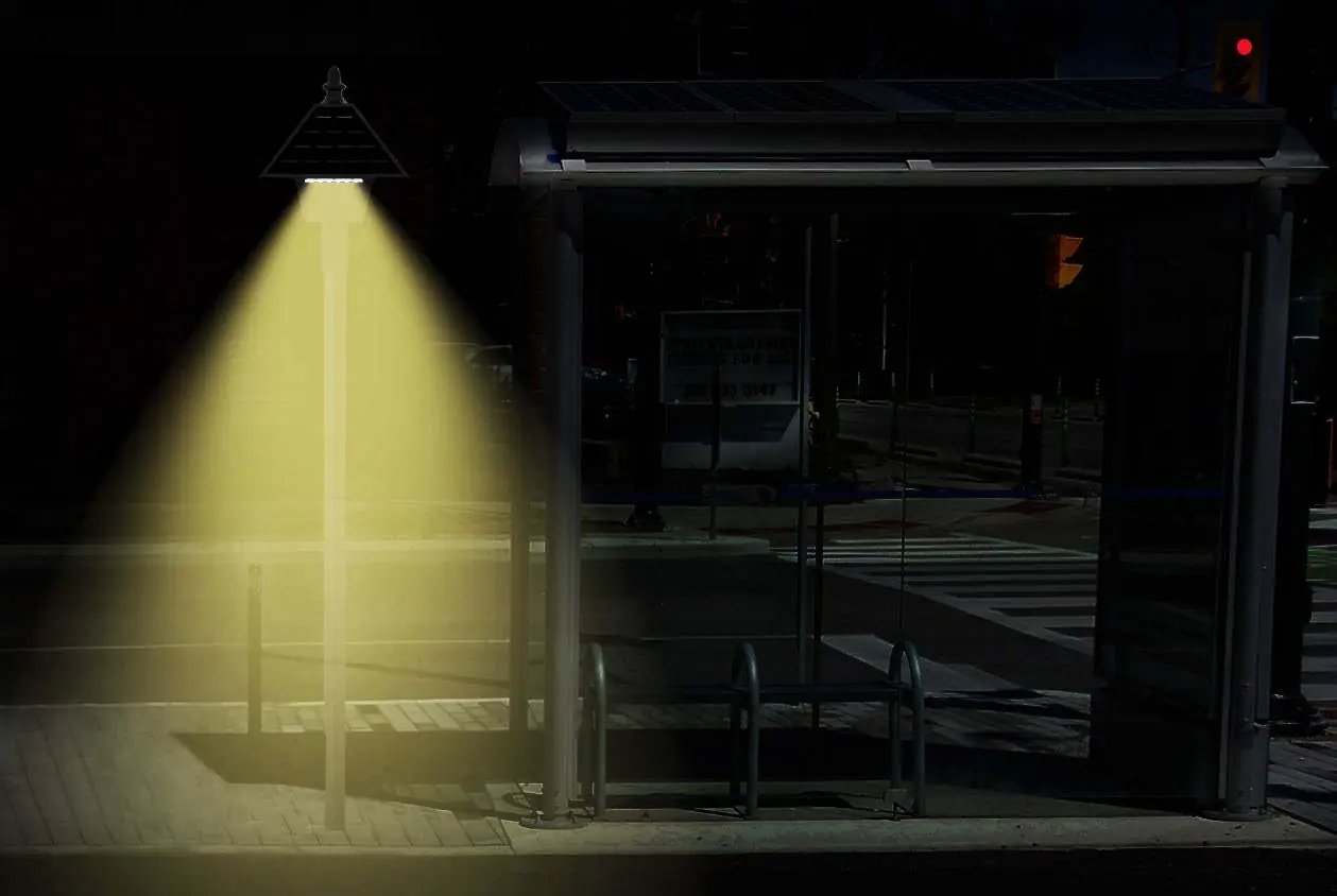 Richmond Solar Bus Stop Light in operation