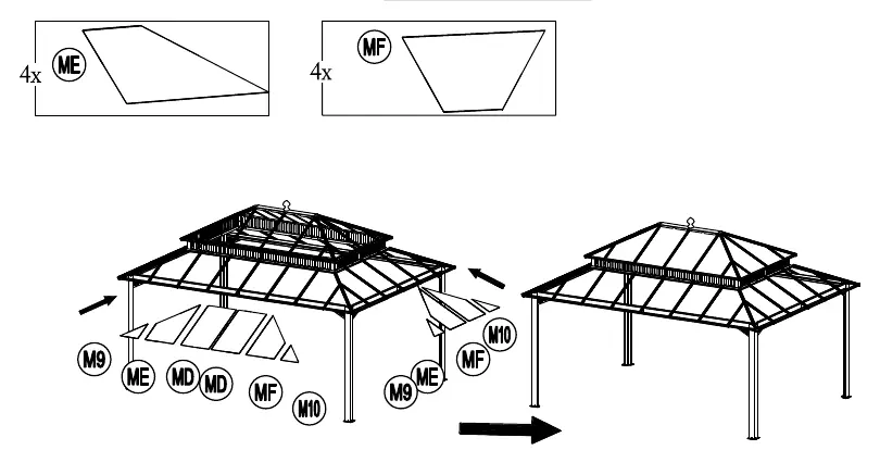 Step 18: Roof panel installation