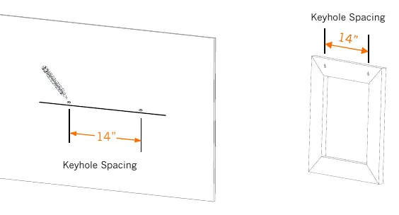 Step 3: Marking the 14-inch spacing for keyholes.