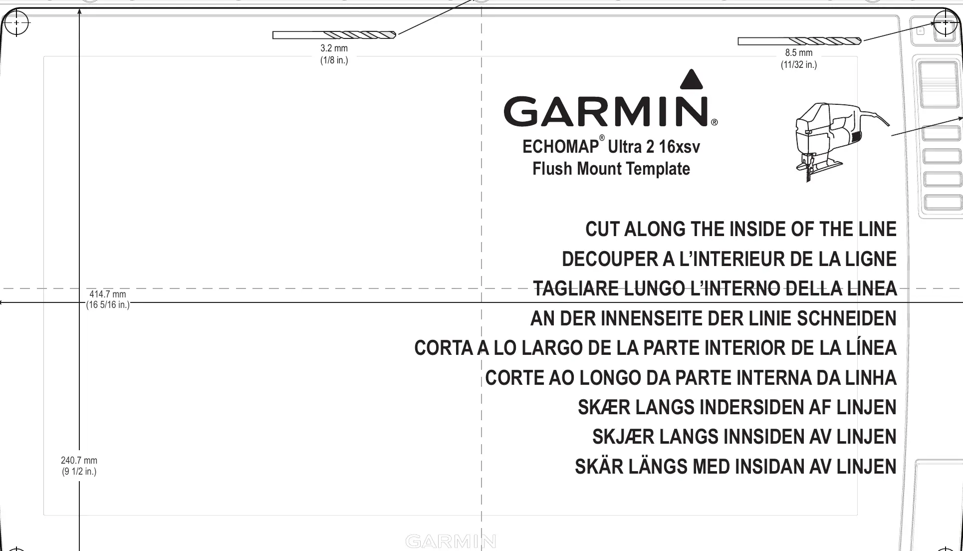Flush mount template dimensions
