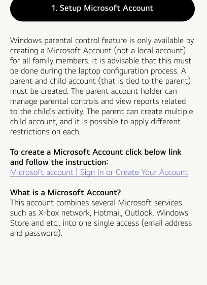 Steps to set up a Microsoft Account