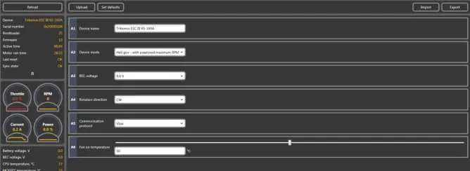 Main Settings Interface