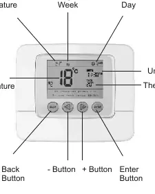 Thermostat display and button layout