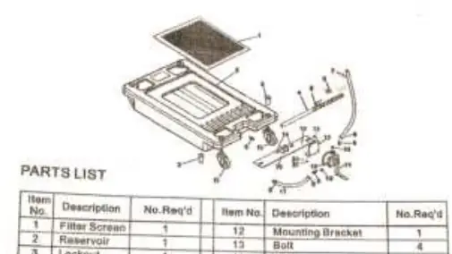 Exploded view of the oil drain assembly