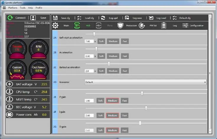 Helicopter mode configuration settings