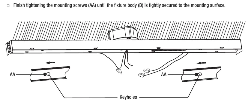 Mounting the fixture using keyholes