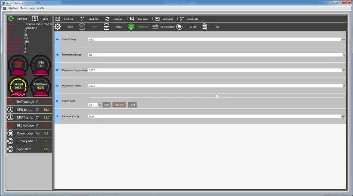 Protection settings interface